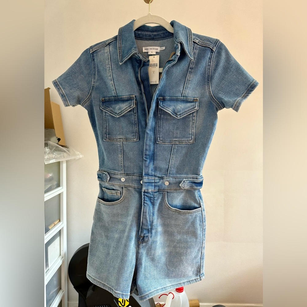 SOLD Free People Good American Small Fit For Success Denim Shortsuit